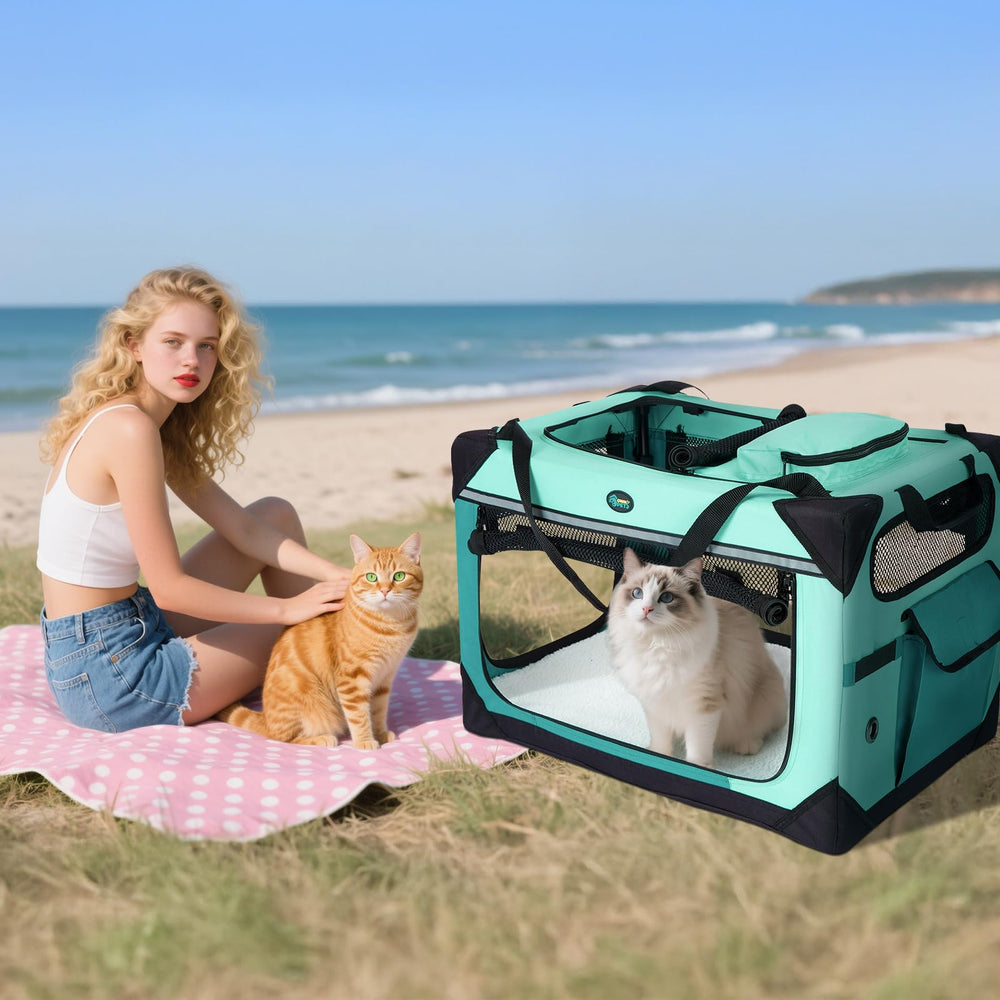 Ownpets transportín con tela Oxford resistente y estructura de acero.