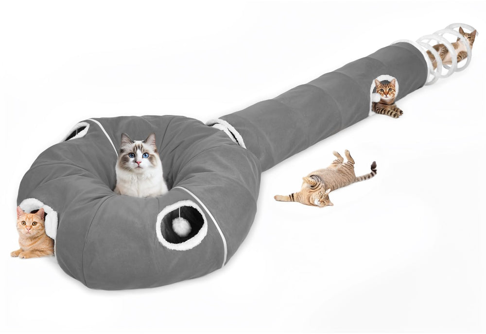 Ownpets tunel gato forma piruleta grande con pelotas para juego activo.