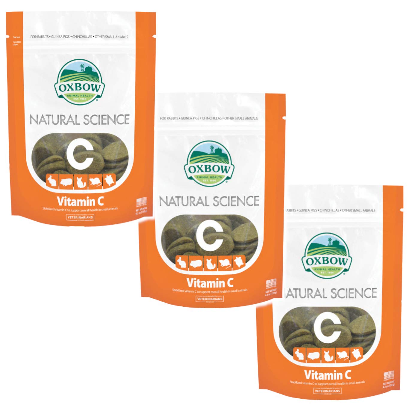 Oxbow Vitamina C para mascotas pequeñas, tabletas con fibra alta para la digestión.