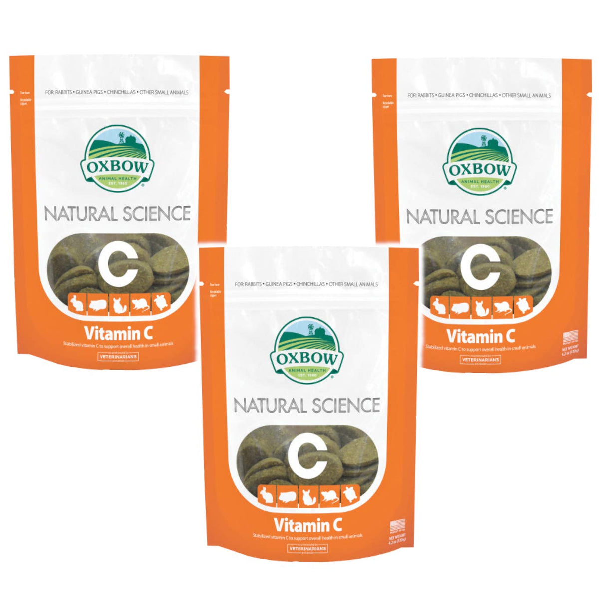 Oxbow Vitamina C para mascotas pequeñas, botella, apoyo general a la salud.