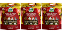 Oxbow Simple Rewards manzana-banana en empaque de 3 oz, snack saludable para conejos y cobayas.