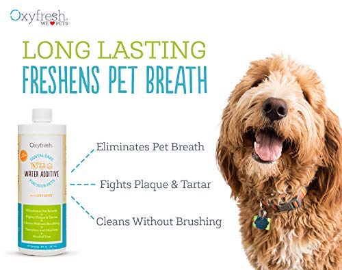 Oxyfresh aliento más fresco para perros y gatos al usar el agua de bebida.