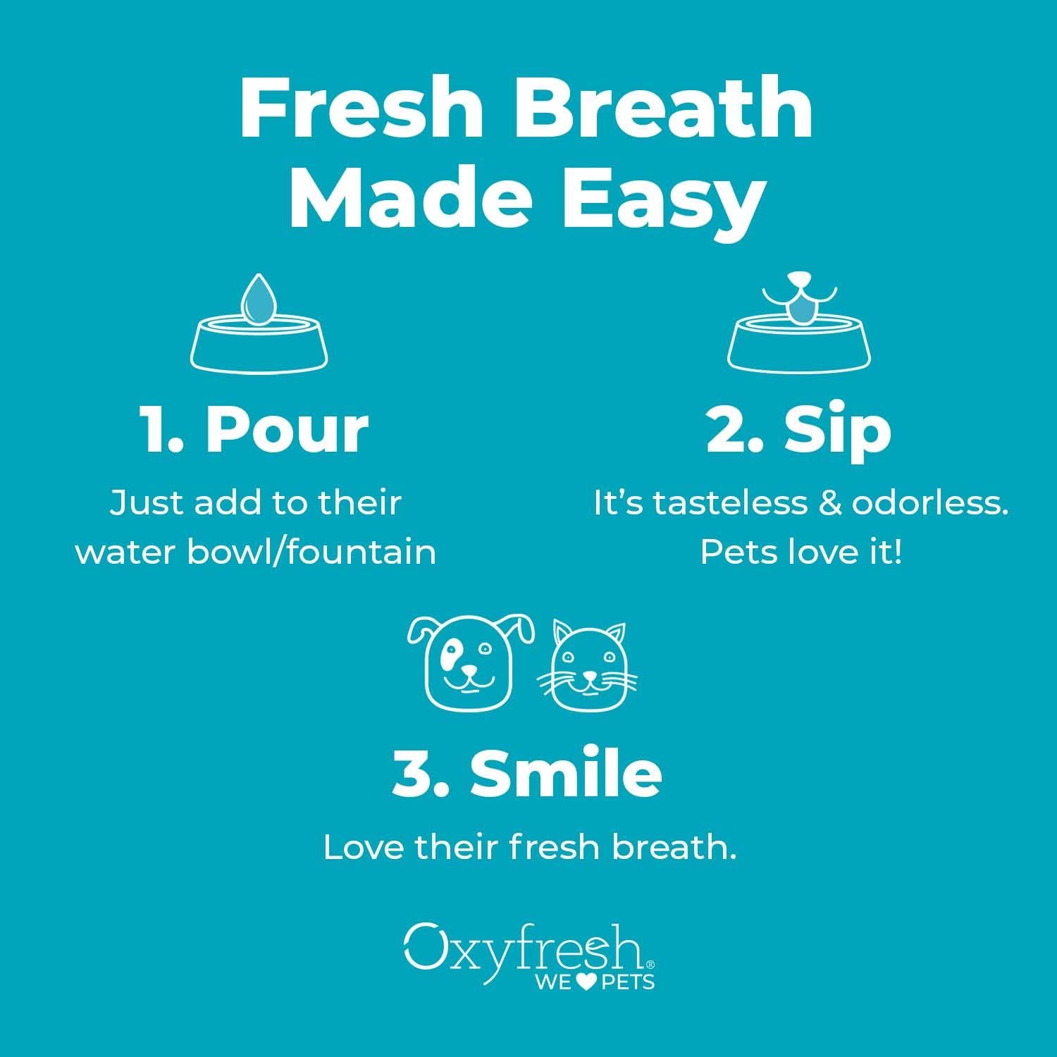 Beneficios de cuidado dental con Oxyfresh para mascotas.