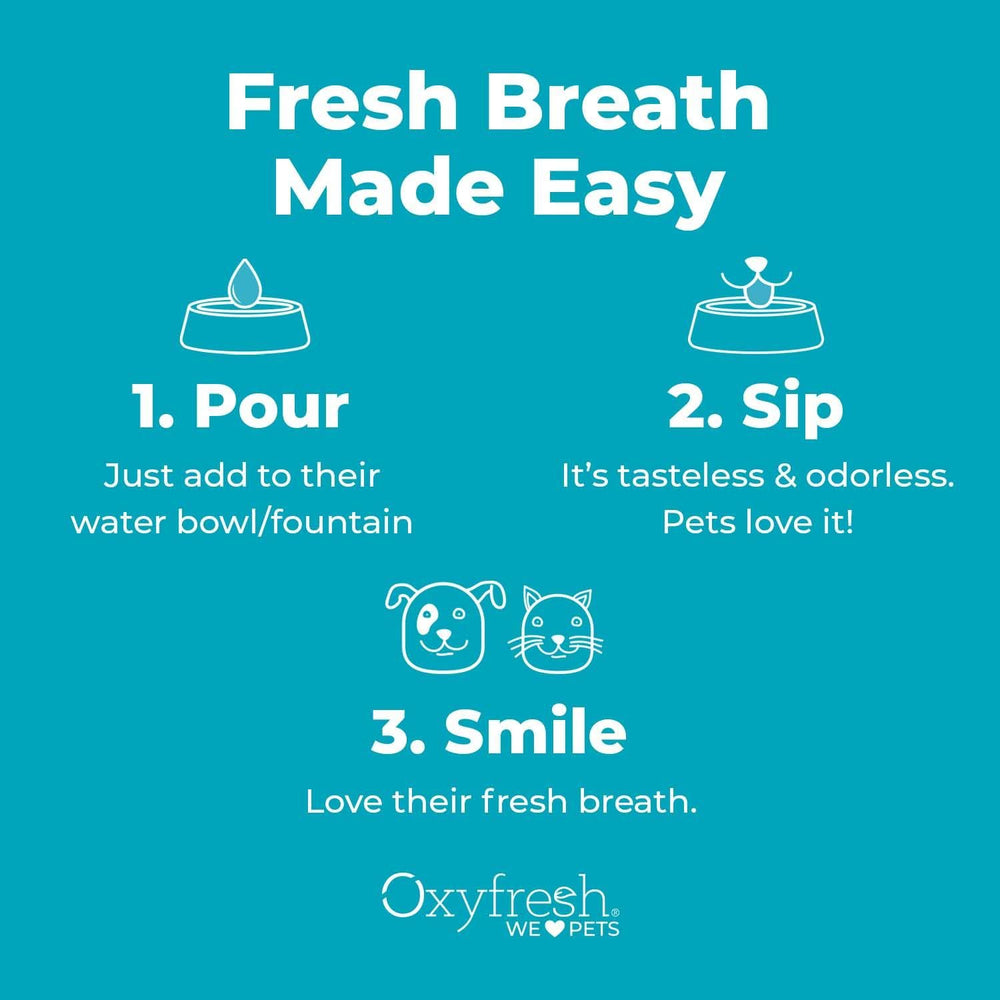 Beneficios de cuidado dental con Oxyfresh para mascotas.