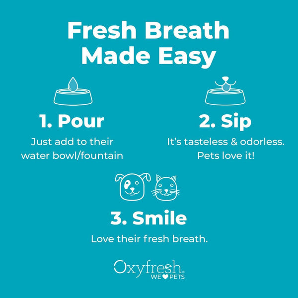 Beneficios de cuidado dental con Oxyfresh para mascotas.