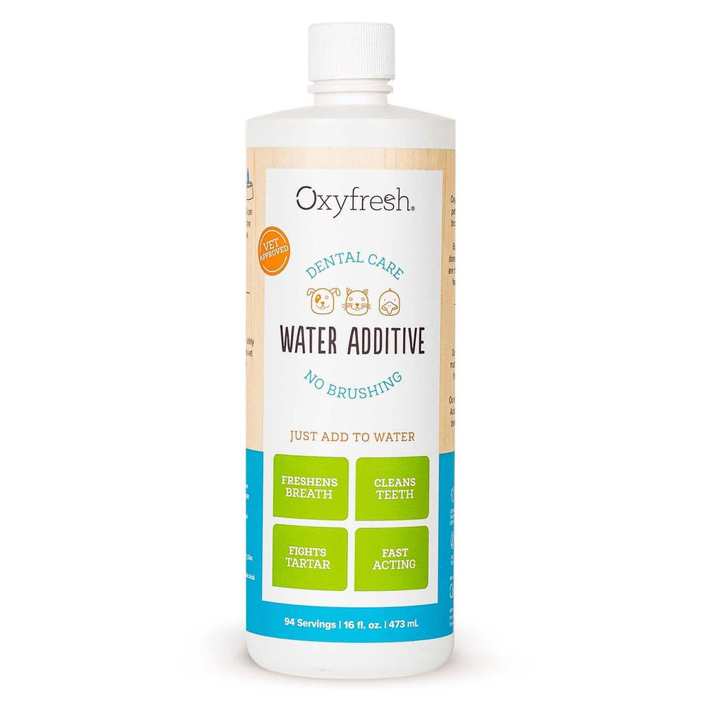 Oxyfresh: dosificador para añadir al agua de mascotas y lograr aliento más fresco.