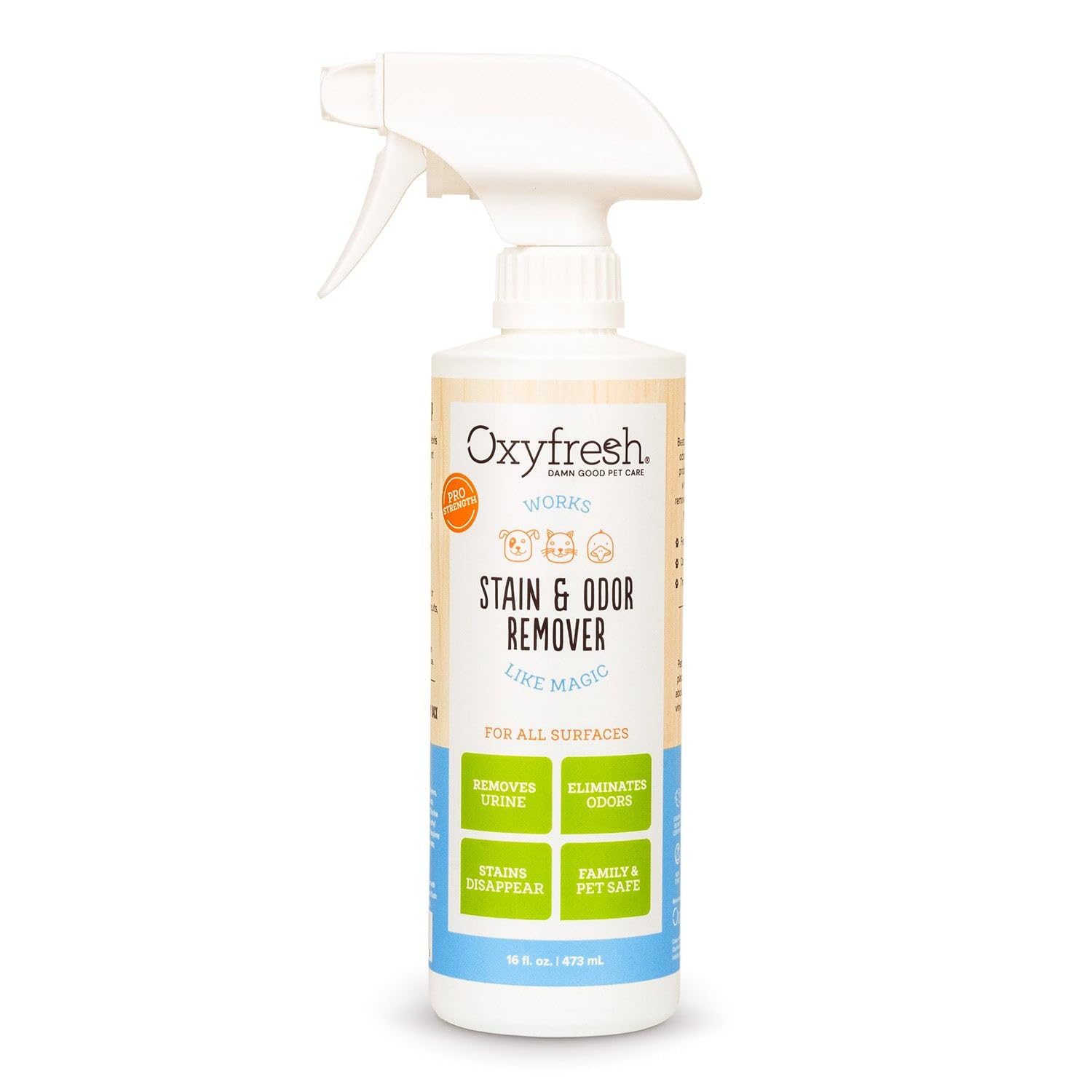 Oxyfresh spray eliminador de manchas en alfombras, acción rápida para resultados visibles.