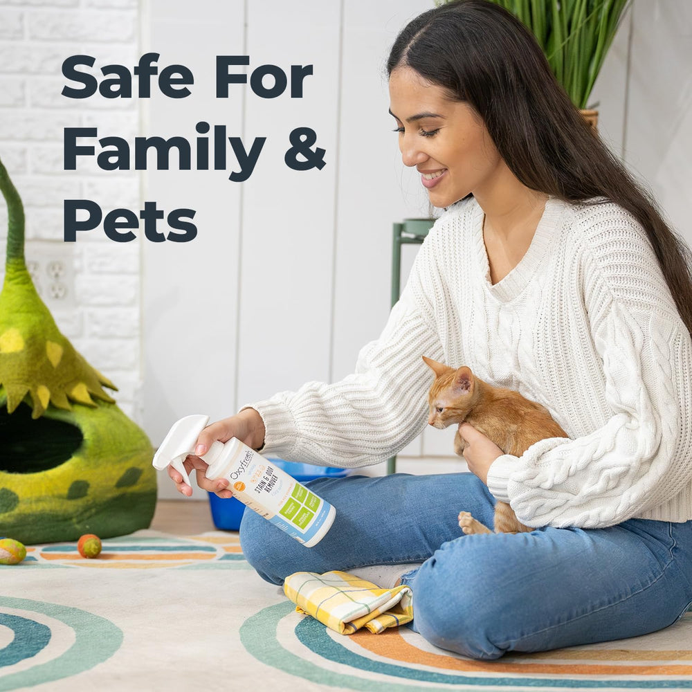 Uso diario de Oxyfresh en alfombras, muebles y textiles del hogar.