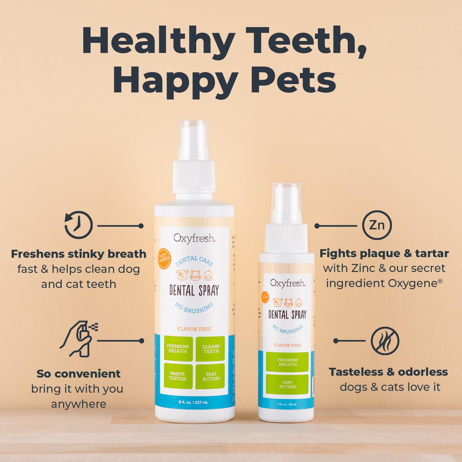 Aplicación en ambos lados de la boca de una mascota con Oxyfresh.