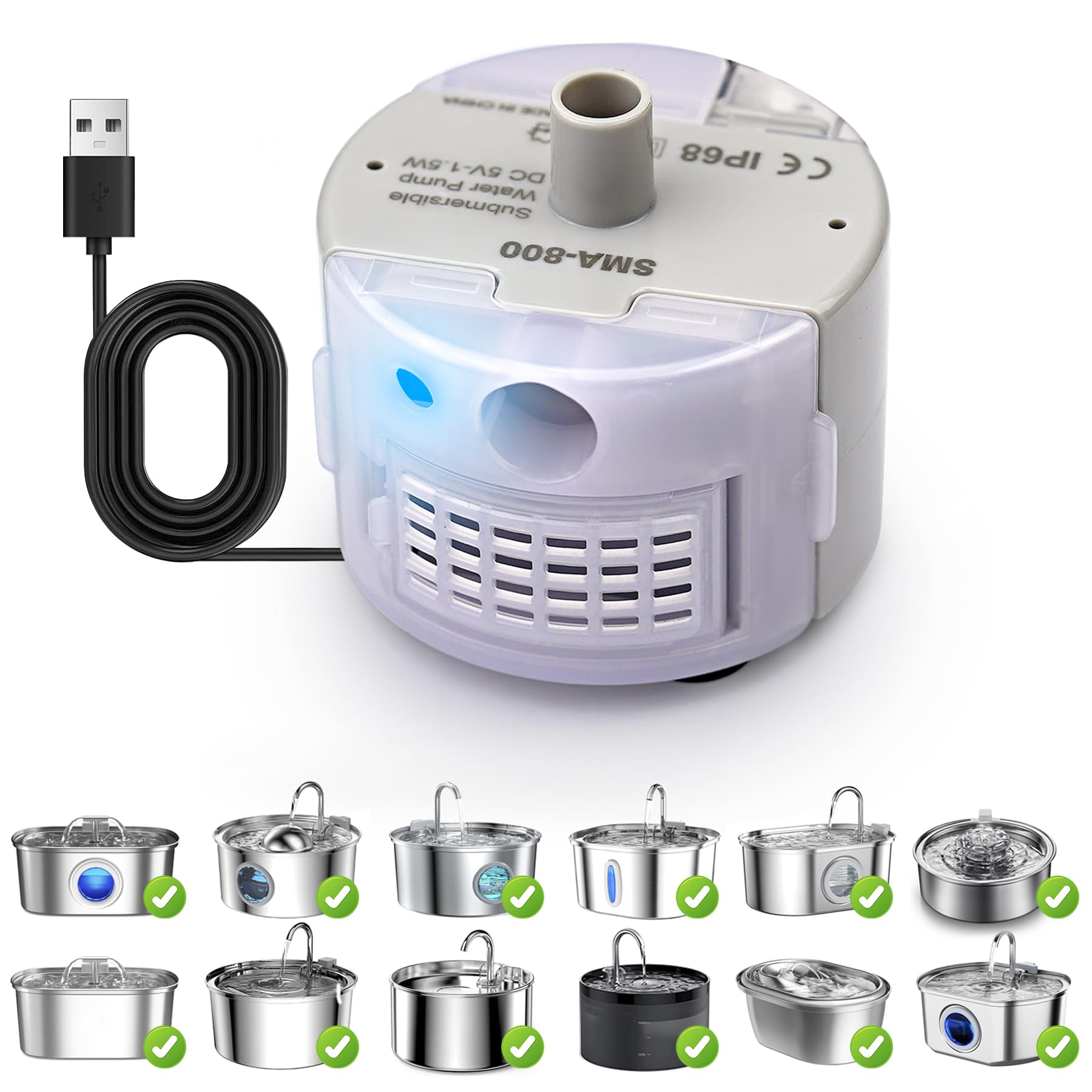 Bomba OYES para fuente de gatos SMA-800, flujo estable para agua fresca.