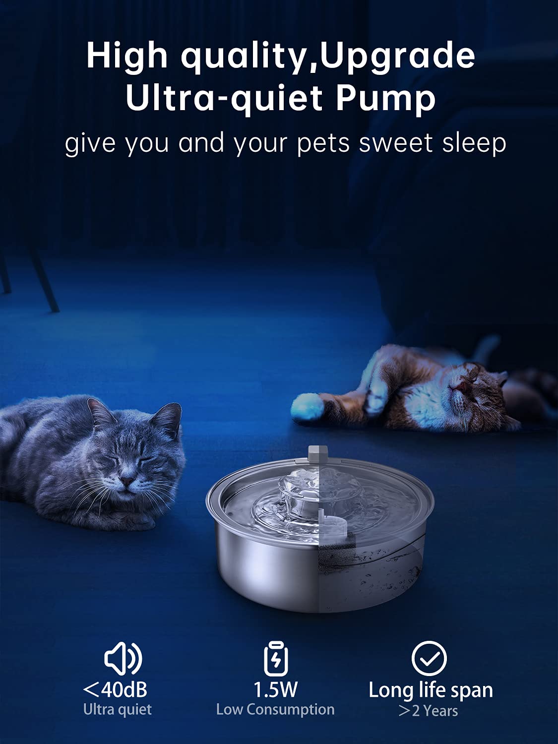 Fuente OYES-led-motor-silencioso-uso-nocturno, ideal para uso nocturno sin ruidos.