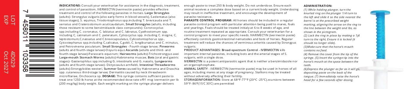 OZIPCO ivermectina para caballos: detalle de etiqueta y uso responsable