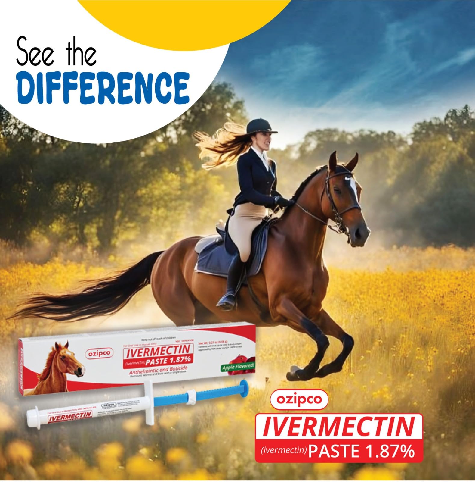 OZIPCO ivermectina para caballos: empaque de 3 dosis para conveniencia