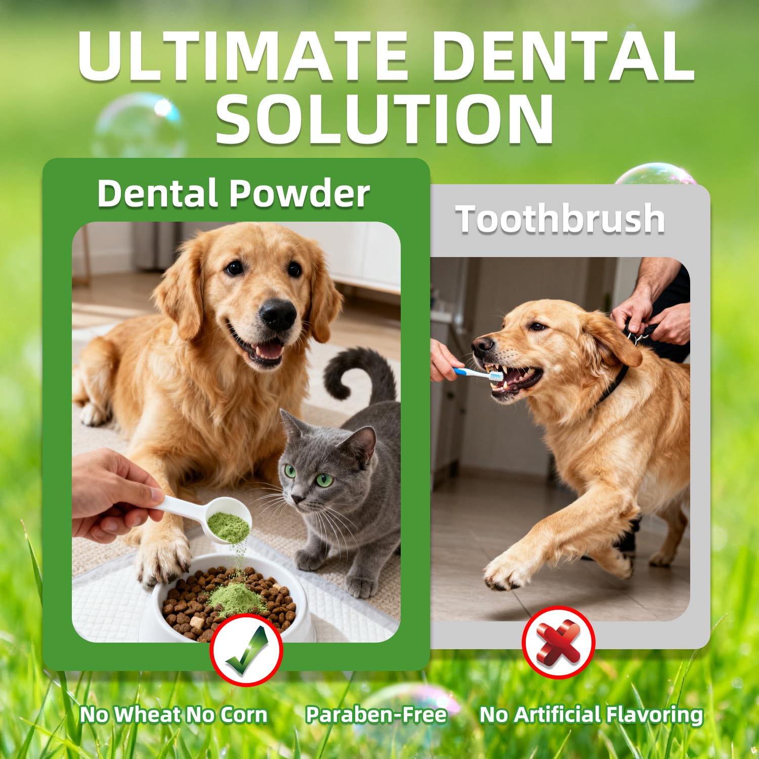OZOXOO aliento-fresco para perros, polvo dental para uso diario.
