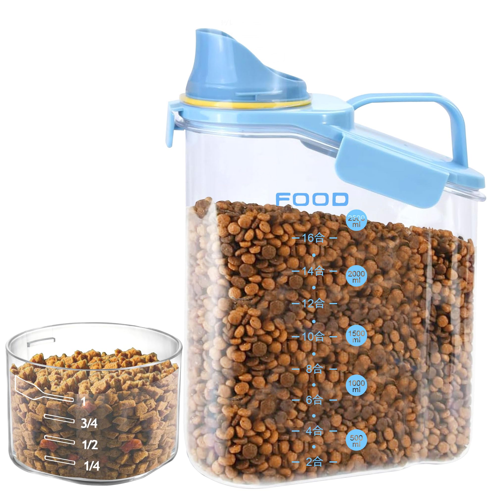 P-ZOONPE contenedor-alimento-mascotas-ergonomico azul, agarre cómodo para uso diario.