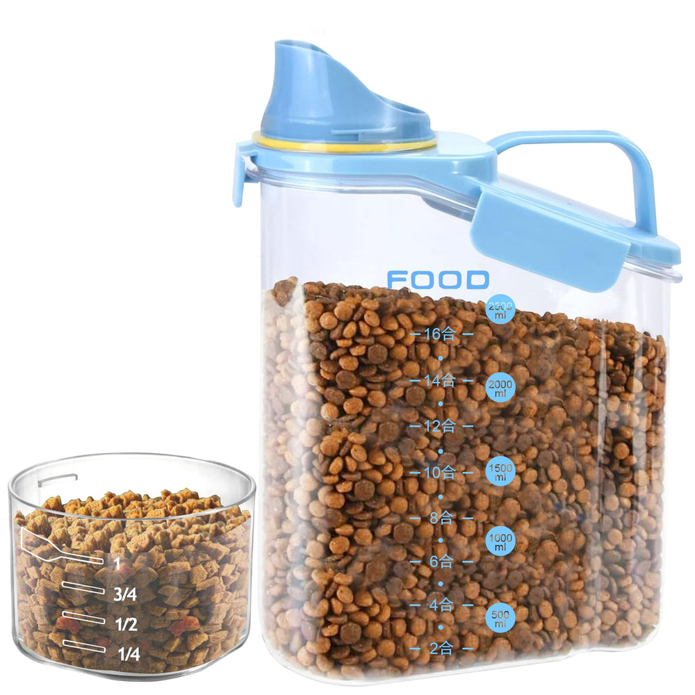 P-ZOONPE contenedor-alimento-mascotas-ergonomico azul, agarre cómodo para uso diario.