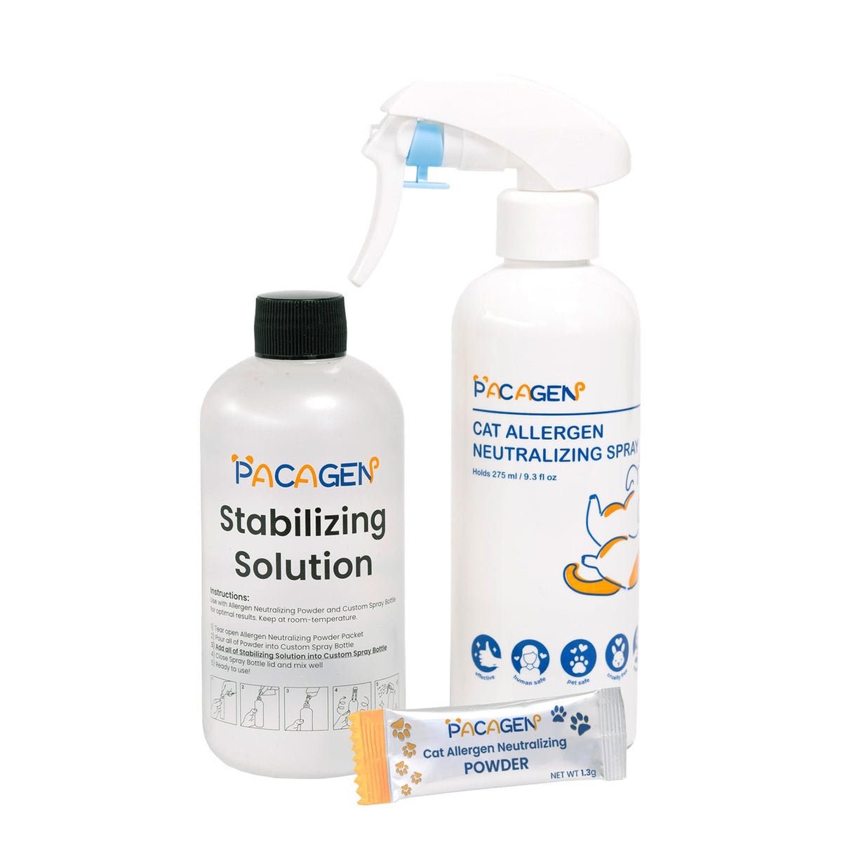Pacagen atomizador neutralizante para reducir alérgenos de gatos en casa.