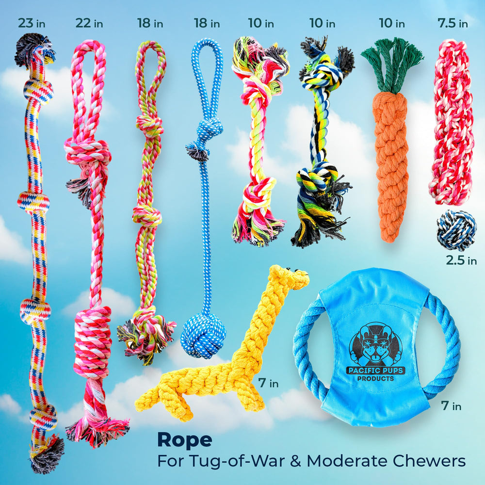 Pacific Pups Products, juguete tira con cuerda para perros medianos, perfecto para sesiones de juego.