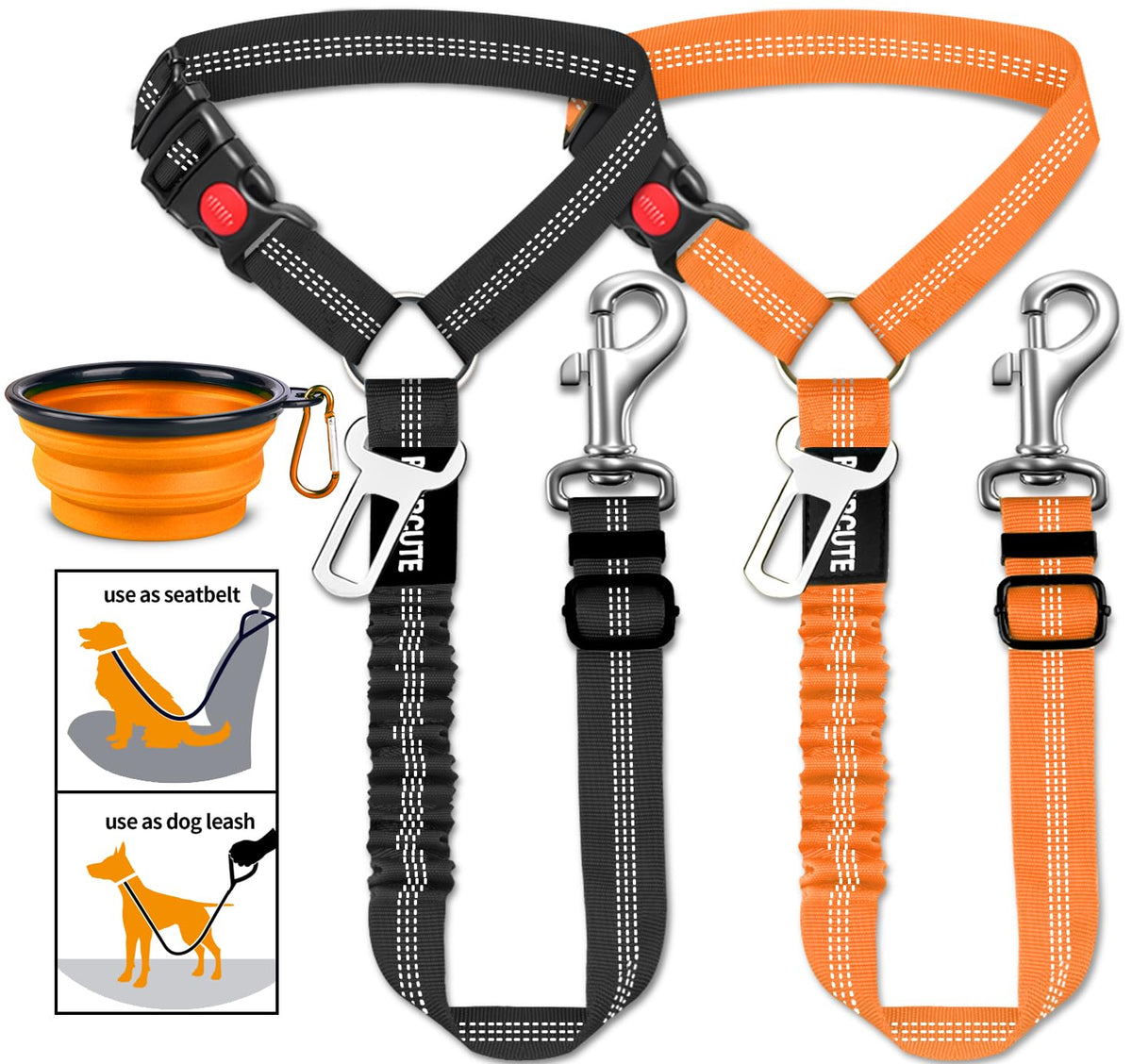 Paercute cinturon seguridad para perros con diseño 3 en 1 para viaje seguro.