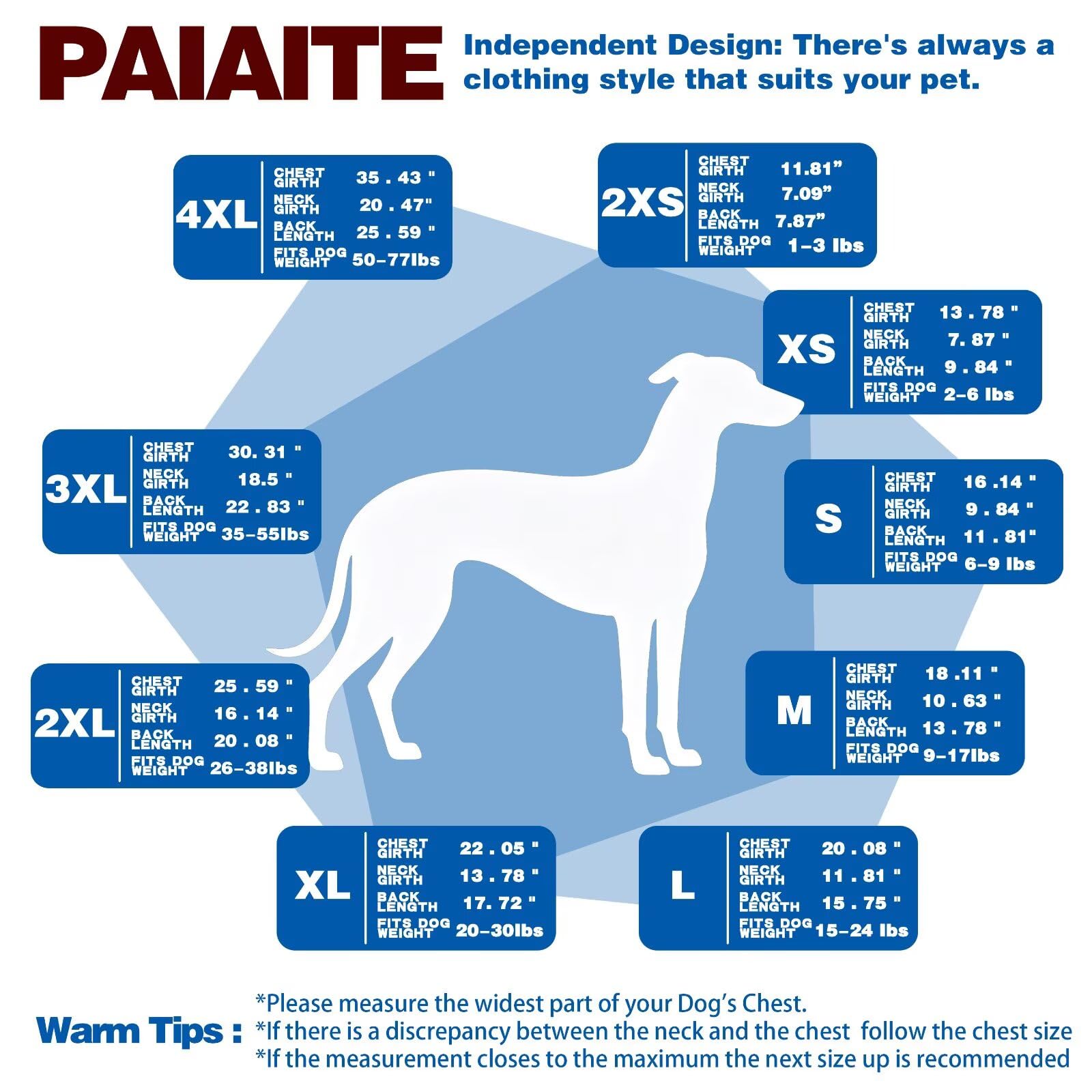 Paiaite ajuste cómodo de camiseta para perro, disponible en tallas pequeñas y medianas.