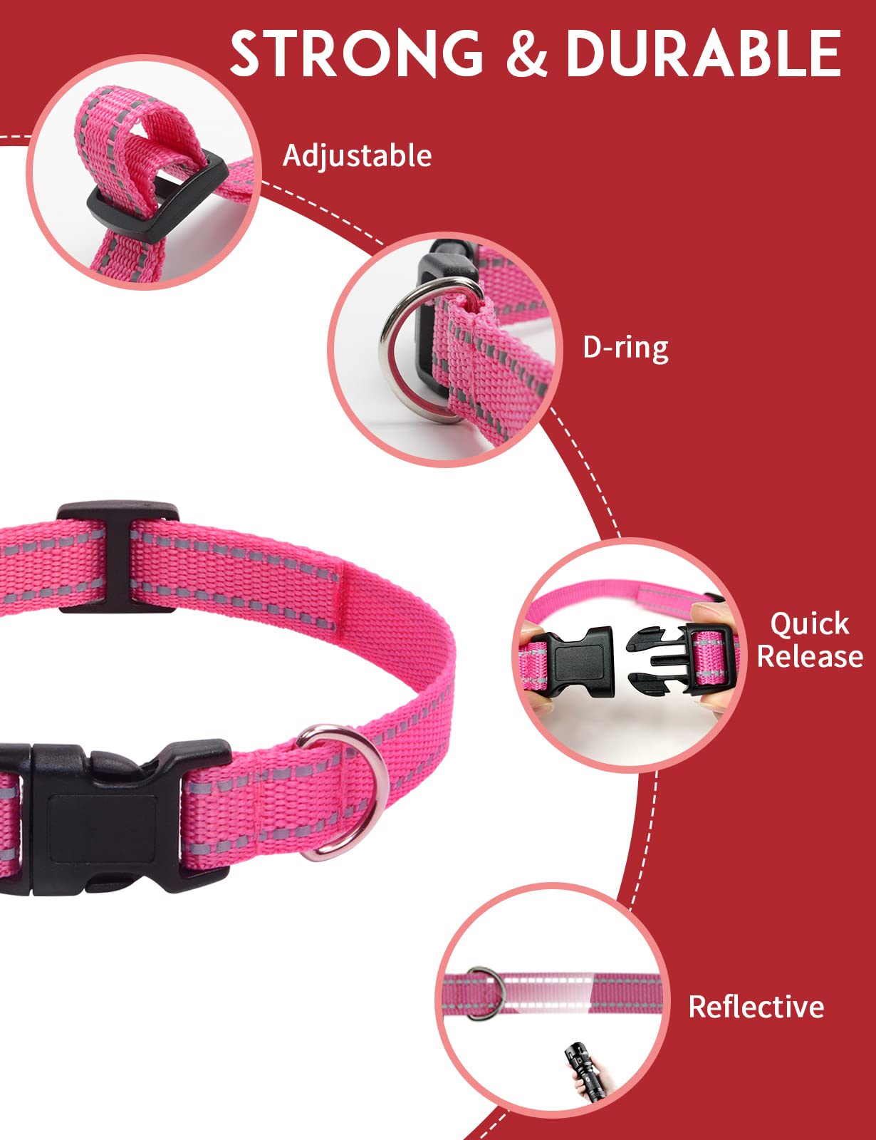 PaiPaitek collar repuesto con tiras reflectantes para mayor visibilidad nocturna.