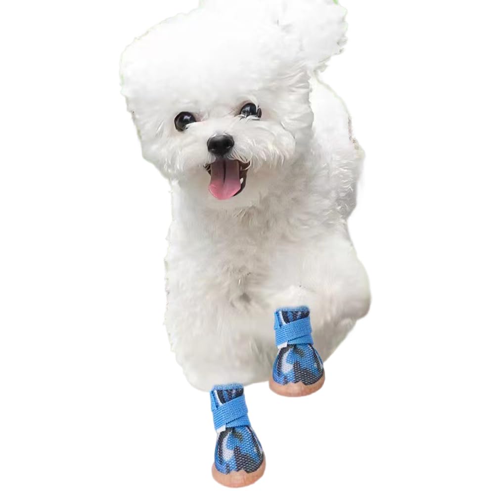 Paipeper zapatillas para perro pequeno, vista frontal, protegen almohadillas del pavimento caliente