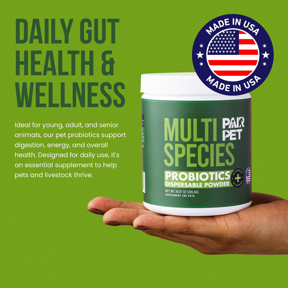 Pair Pet Probiotics: producido en EE. UU. para calidad y seguridad.