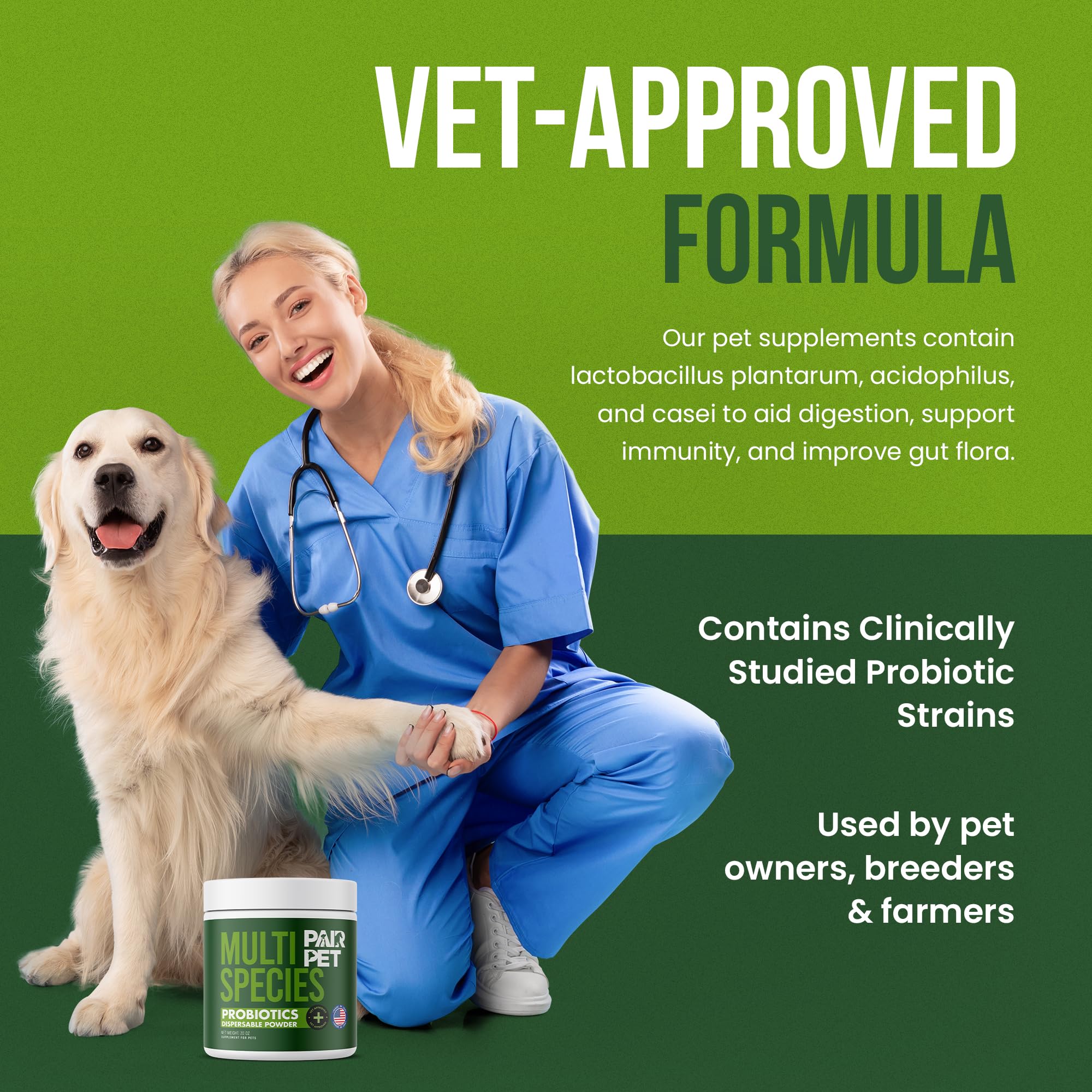 Pair Pet Probiotics: aprobado por veterinarios para cuidado digestivo.