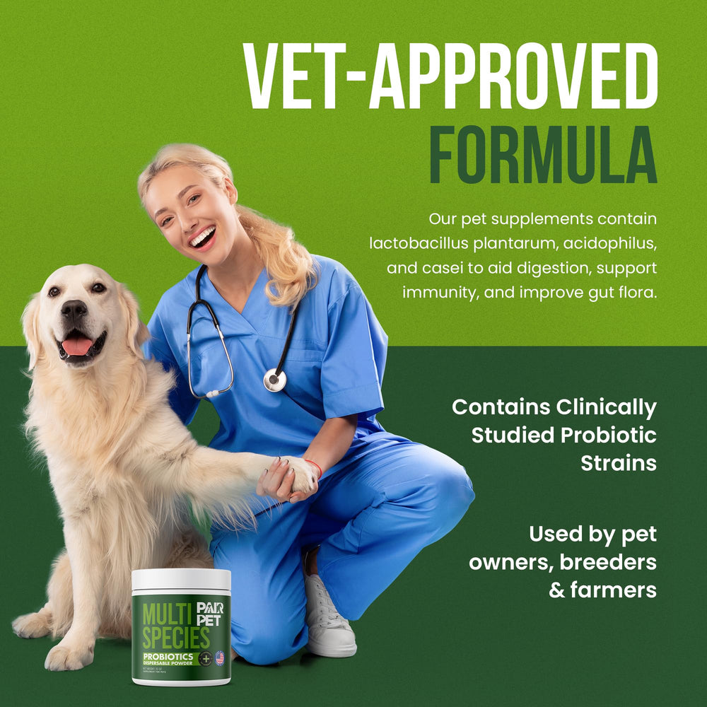 Pair Pet Probiotics: aprobado por veterinarios para cuidado digestivo.