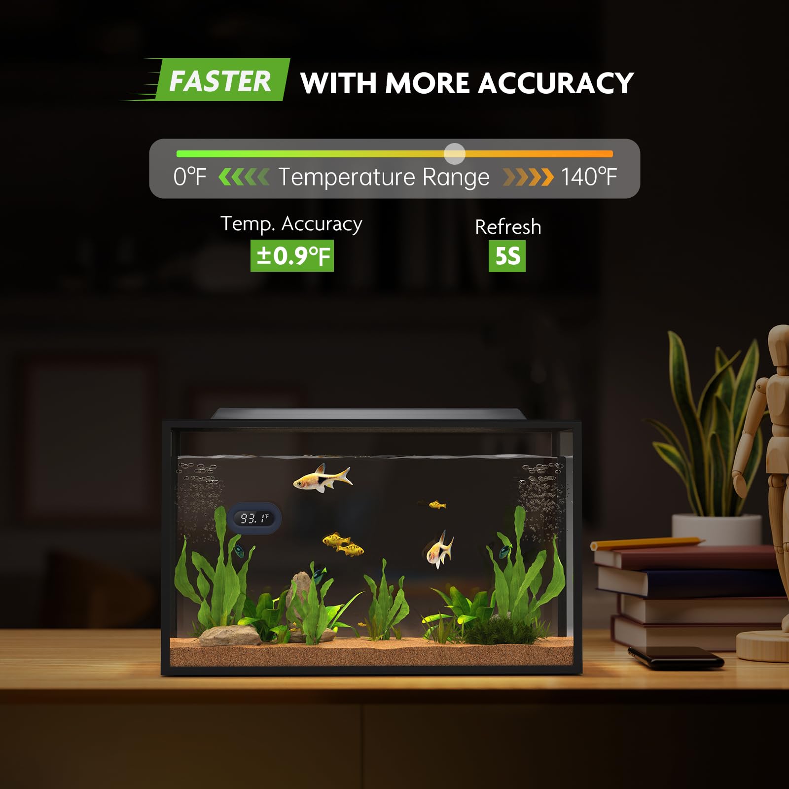 PAIZOO termómetro de acuario con rango 0-140 °F para aguas dulces y saladas