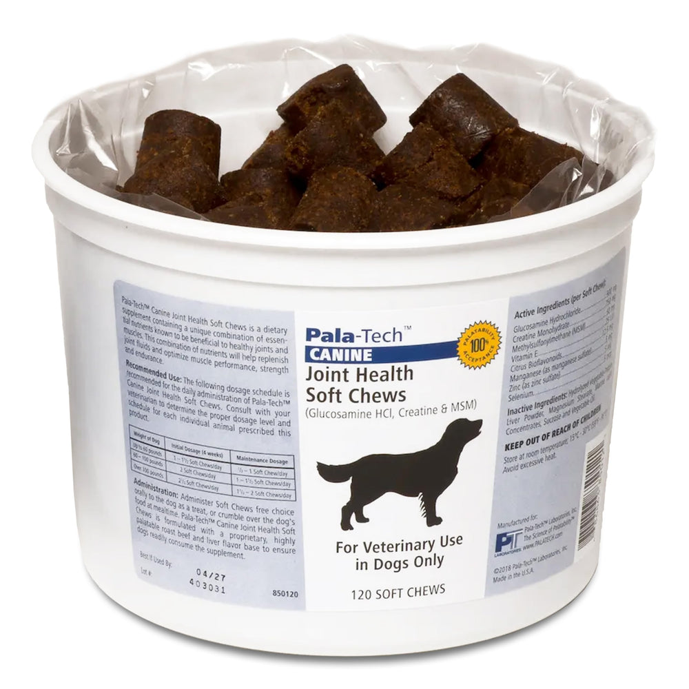 Pala-Tech Canino articulaciones: masticables suaves que apoyan la movilidad diaria.