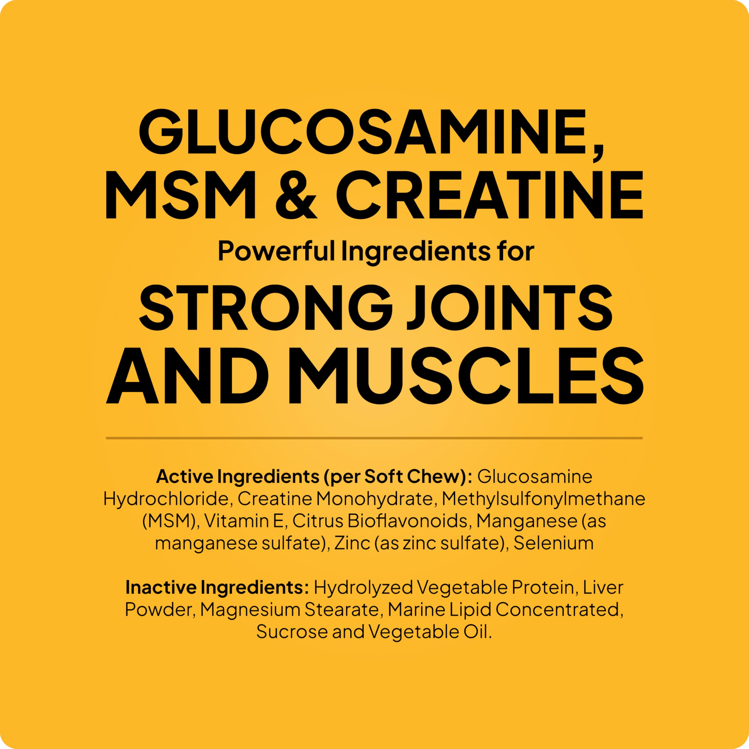 Pala-Tech ingredientes glucosamina, condroitina y MSM para la salud articular.