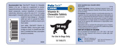 Pala-Tech Vitamina K1, tabletas fáciles de usar para el cuidado diario de perros.