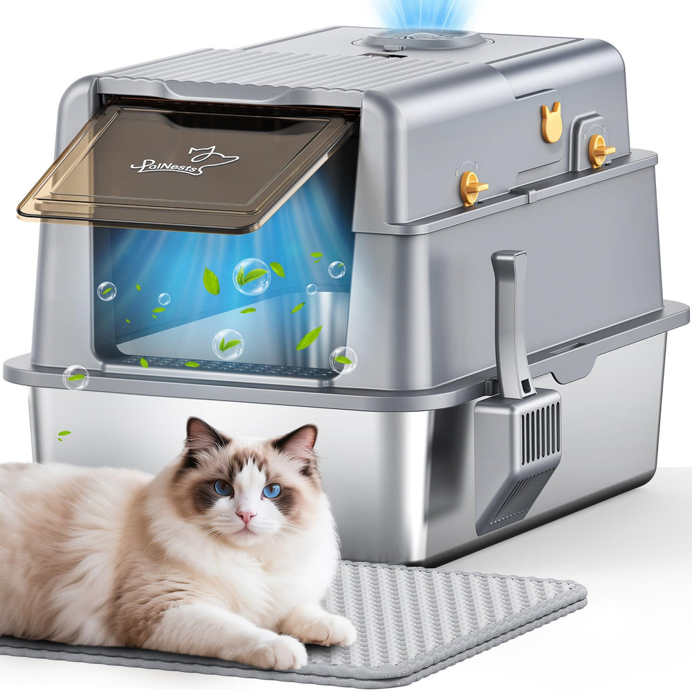 PalNests L7 Ultra: caja arenero de acero inoxidable, duradera y fácil de limpiar.