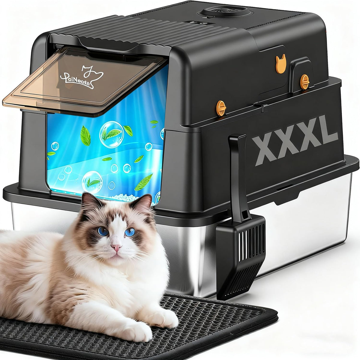 PalNests L8 Ultra-XXXL: vista exterior negra, ideal para gatos grandes.