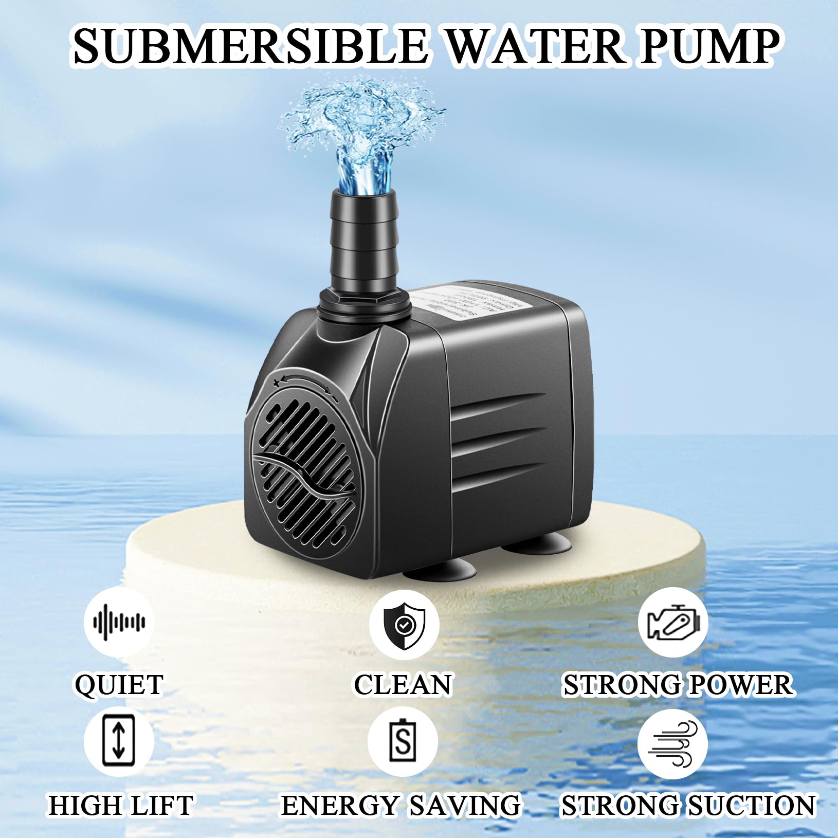 Bomba para estanques y fuentes, movimiento suave del agua con Pamaner.