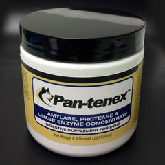Pan-tenex empaque frontal, suplemento enzimático para perros que apoya la digestión.