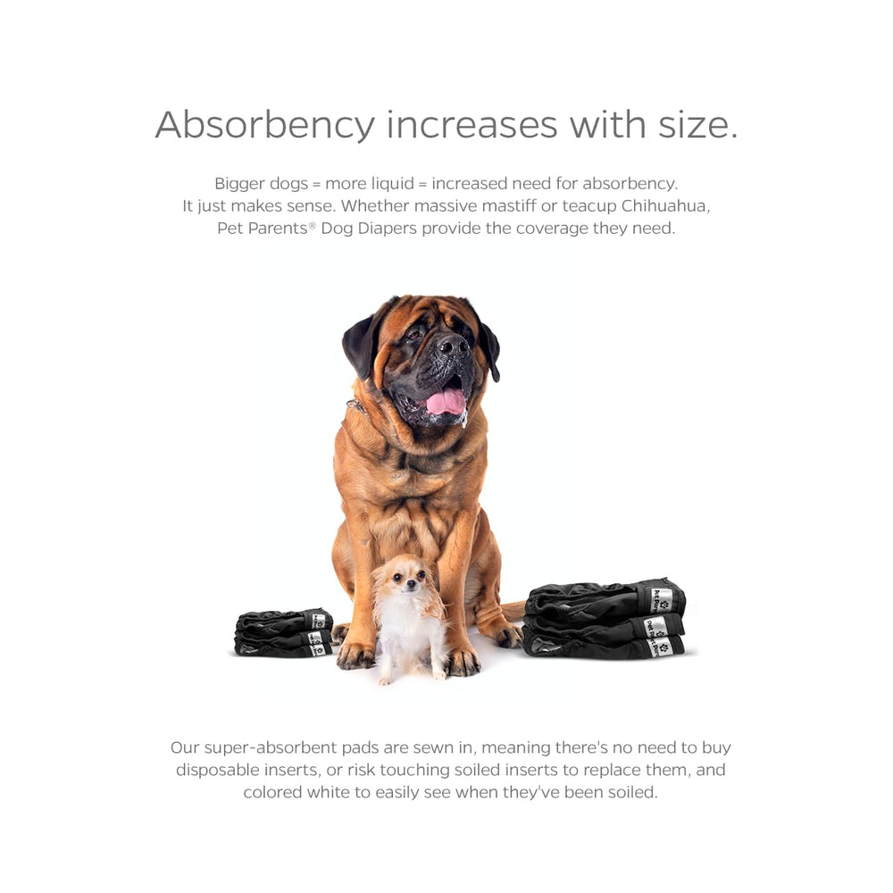 Pañales Pet Parents interior absorbente WickQuick para mayor sequedad.