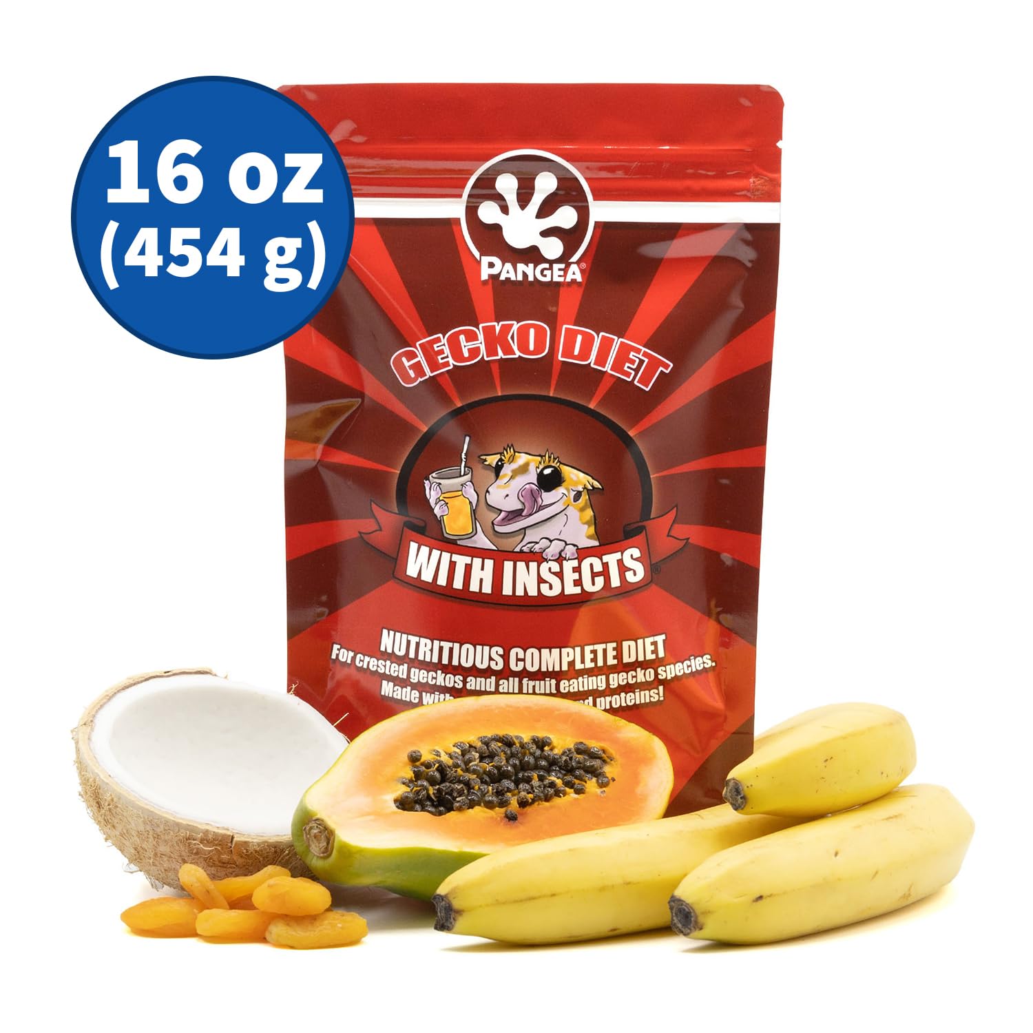 Pangea Fruta Mix con Insectos para gecko crestado; dosis fácil de preparar.