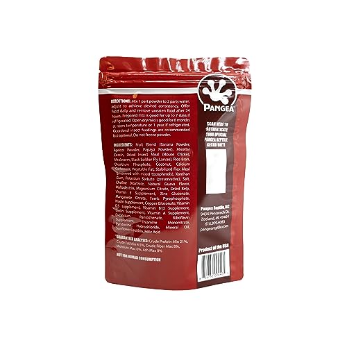 Pangea Fruta Mix con Insectos para gecko crestado; mezcla con agua lista para alimentar.