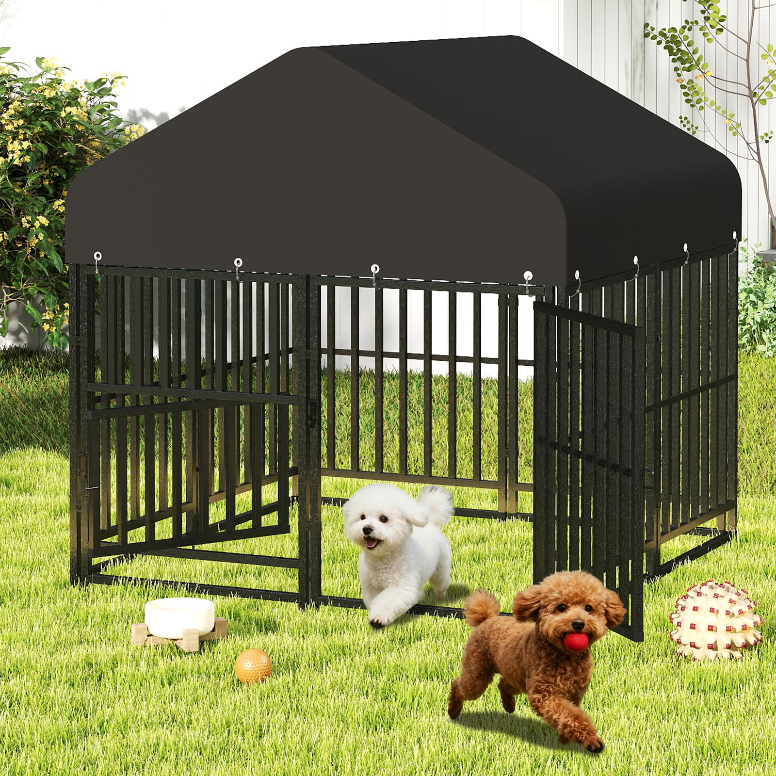 PANTAZO caseta exterior para perro pequeño con techo resistente, ideal para uso al aire libre.