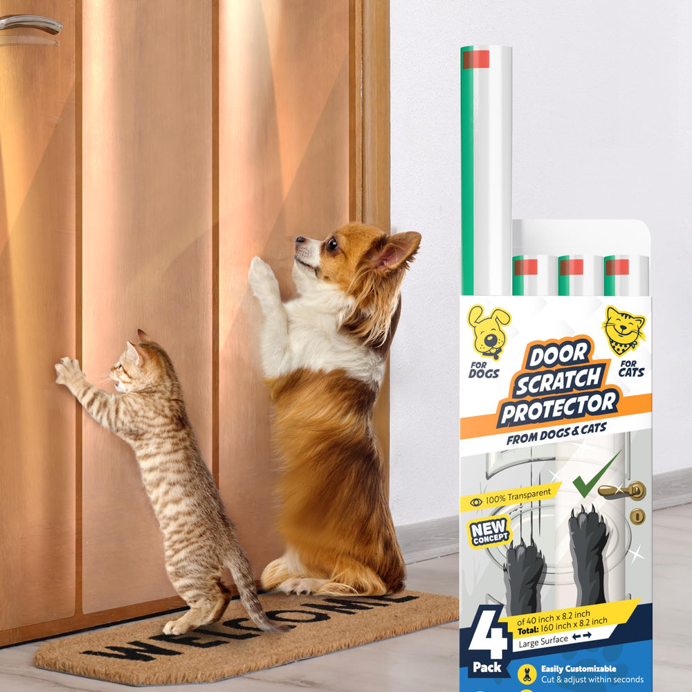 Protector Panther Armor para puerta con 4 rollos claros, evita rayones de mascotas
