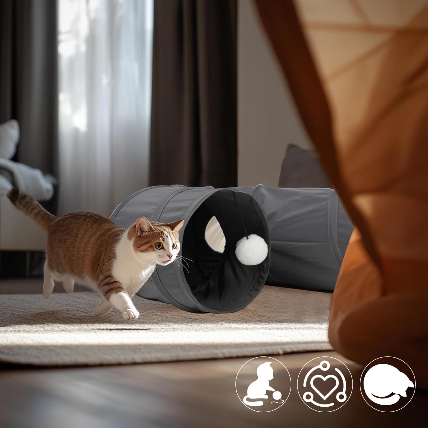 PAOPO túnel-uso-interno-gatos-y-conejos: perfecto para espacios pequeños.