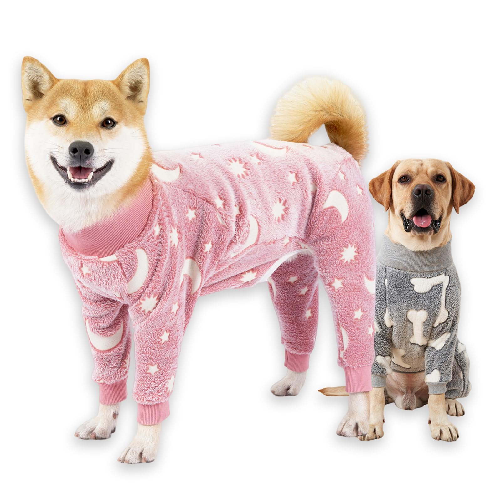 PAPIAMEN pijama para perro con estrellas, frente, abrigo cálido para paseos invernales.