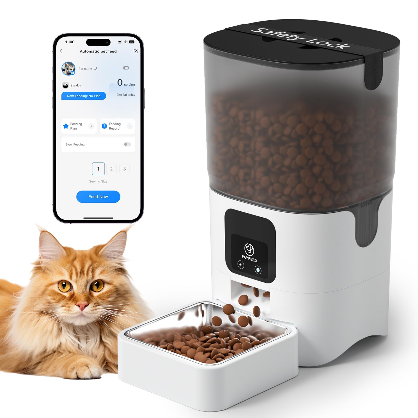 Papifeed alimentador automatico para gato con app para control remoto