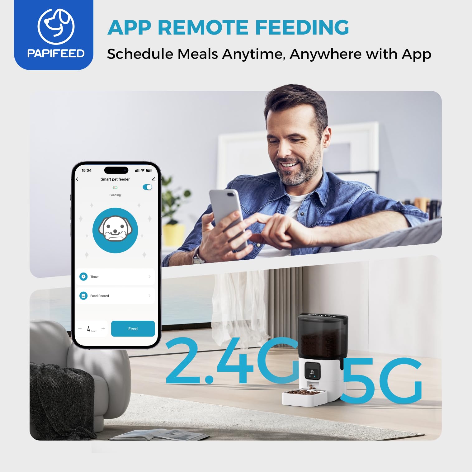 PAPIFEED doble fuente de energia para continuidad en caso de fallo de energia.
