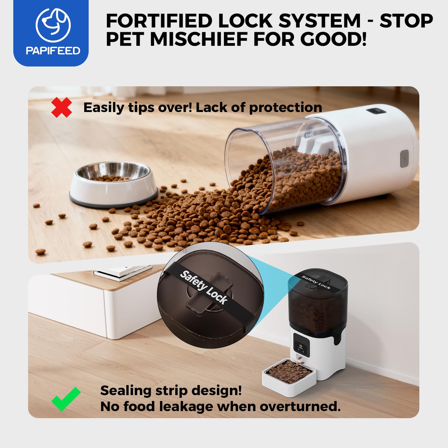 PAPIFEED tanque de 6L para alimento seco, observacion del consumo.