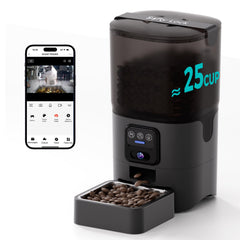 Papifeed alimentador para gatos con cámara 1080p, monitorea la comida en tiempo real.