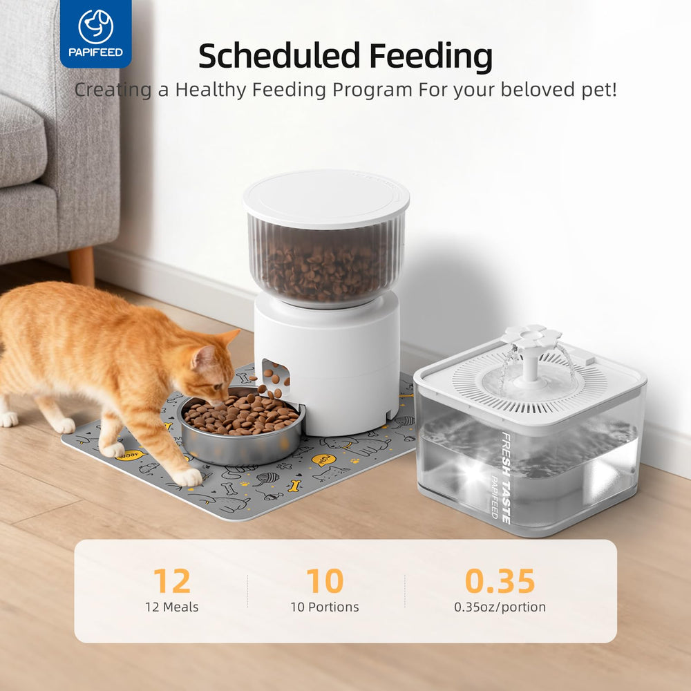 PAPIFEED fuente de agua 3L con filtración triple para agua limpia y fresca.