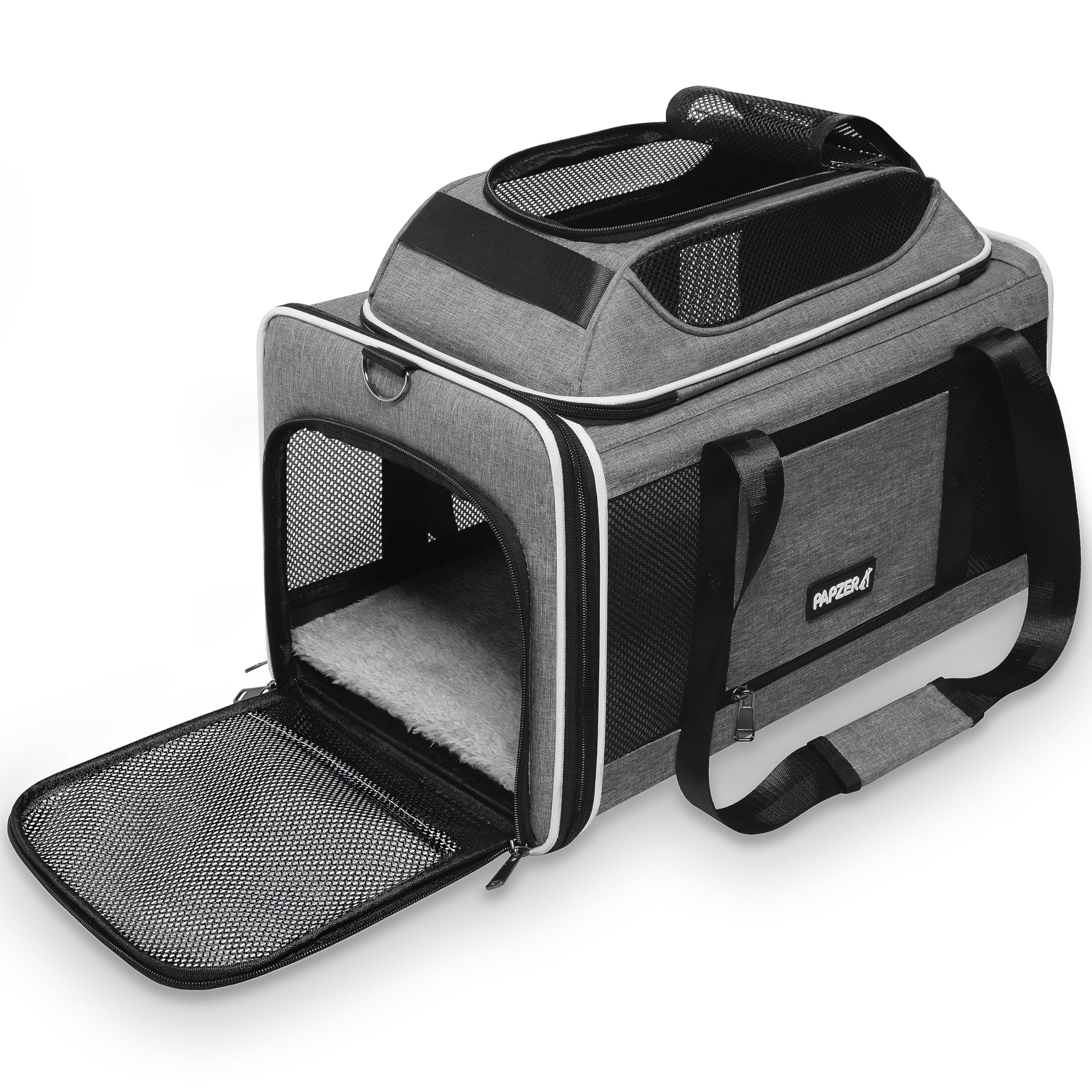 PAPZER transportín gato techo expandible: más altura para que la mascota estire el cuerpo durante el viaje.